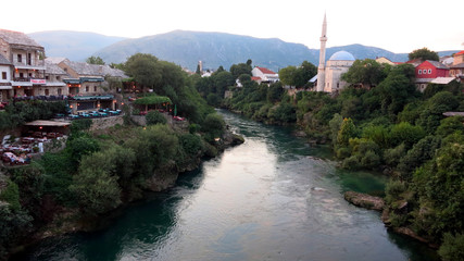 Mostar mosque in old town in Bosnia and Herzegovina