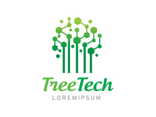 Tree technology logo template design, icon, symbol