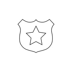 Police badge line icon, officer and law, shield with star sign, vector graphics, on a white background, eps 10.
