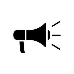 Announcement icon. Black filled vector illustration. Announcement sign. Megaphone vector symbol isolated on white background. Can be used in web and mobile.