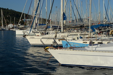 Yachts at the Marina of the yacht club in the Turkish city of Marmaris