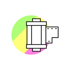 Camera roll camera icon. Simple line, outline vector in color circle of retro 90s style icons for ui and ux, website or mobile application