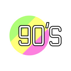 Fototapeta premium Decade the 90s icon. Simple line, outline vector in color circle of retro 90s style icons for ui and ux, website or mobile application