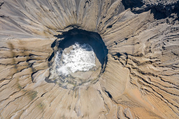 aerial view into the crater of an active vulcano © DEN