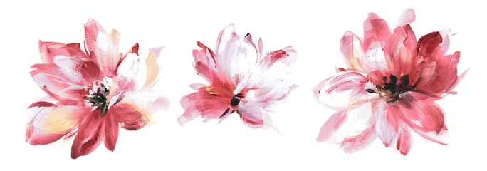 Flowers watercolor illustration.Manual composition.Big Set watercolor elements. © lin