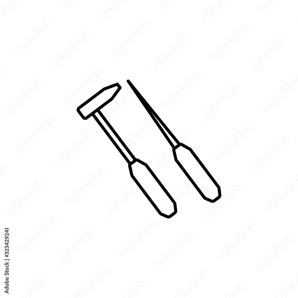 Poster tools hammer icon. simple line, outline vector elements of traumatology icons for ui and ux, website