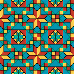 patchwork, stained glass. vector illustration. seamless pattern.
