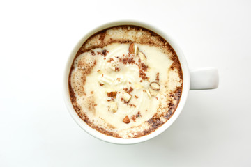 cup of coffee on white background with copy space for your text