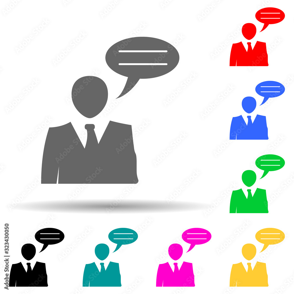 Poster business interview multi color style icon. simple glyph, flat vector of hr and heat hunting icons fo