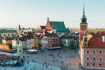 Naklejka na ściany i meble Warsaw's old town view from a rooftop in 2019