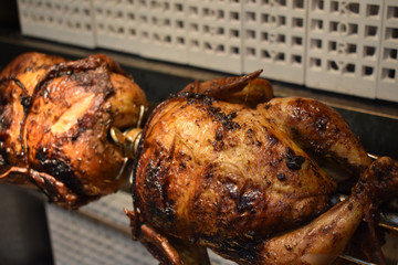 Fresh Cooked Rotisserie Chicken In the Rotisserie