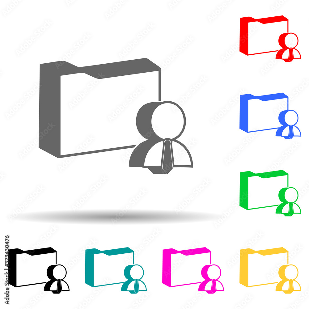 Poster 3d folder of employee documents multi color style icon. simple glyph, flat vector of hr and heat hun