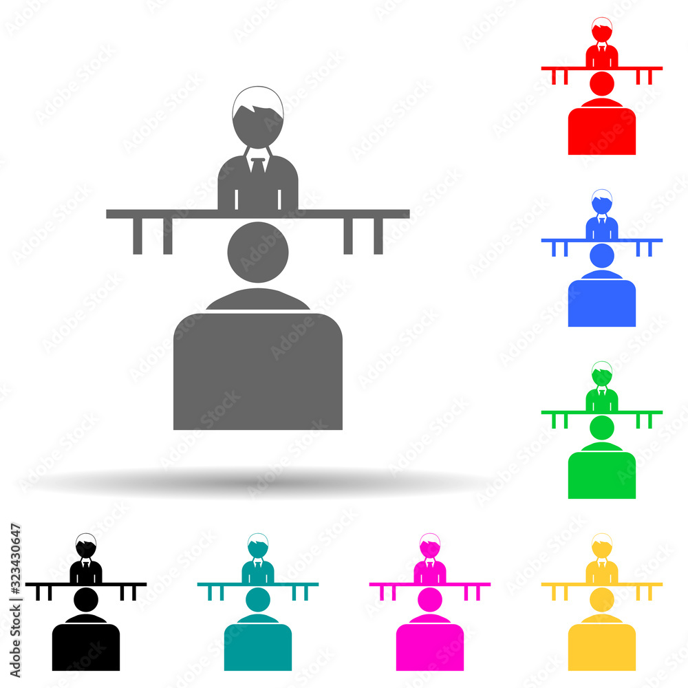 Poster job interview multi color style icon. simple glyph, flat vector of hr and heat hunting icons for ui 