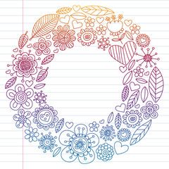 Flowers March 8. Doodle floral pattern. Vector icons for women.