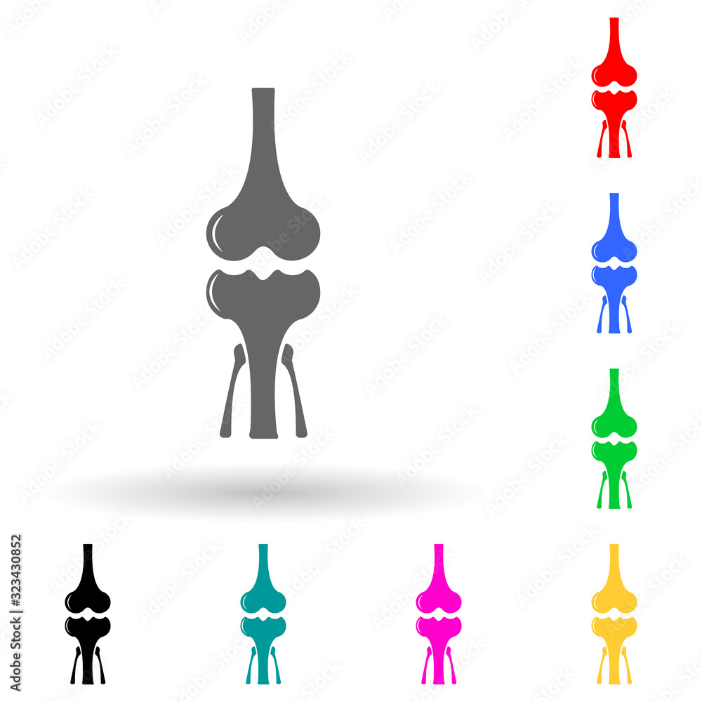 Poster connection of bones multi color style icon. simple glyph, flat vector of human parts icons for ui an