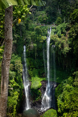 waterfall in the middle of indonesian jungle