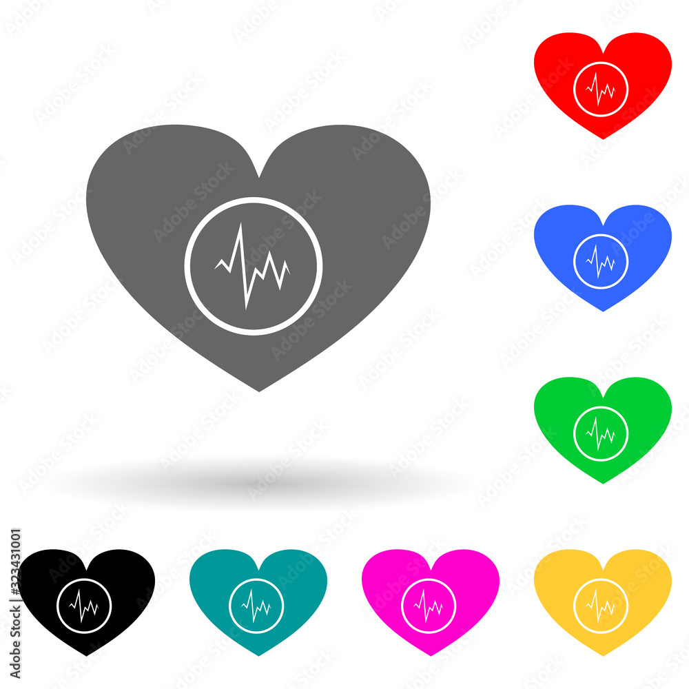 Poster palpitation multi color style icon. simple glyph, flat vector of human parts icons for ui and ux, we