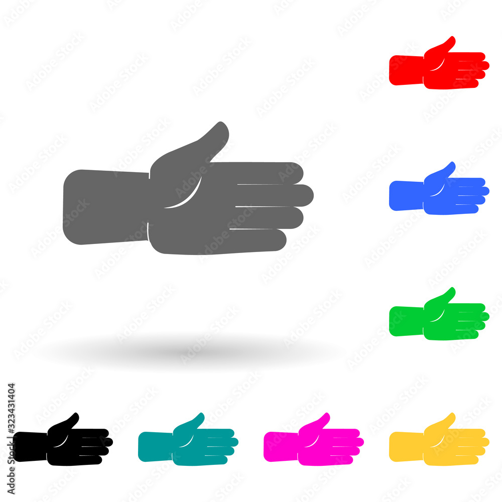 Poster human hand multi color style icon. simple glyph, flat vector of human parts icons for ui and ux, web
