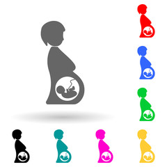 child in the womb of a woman multi color style icon. Simple glyph, flat vector of human parts icons for ui and ux, website or mobile application