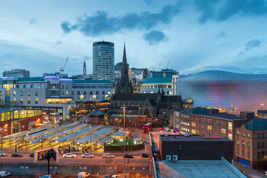 city skyline of Birmingham business district, West midlands, UK