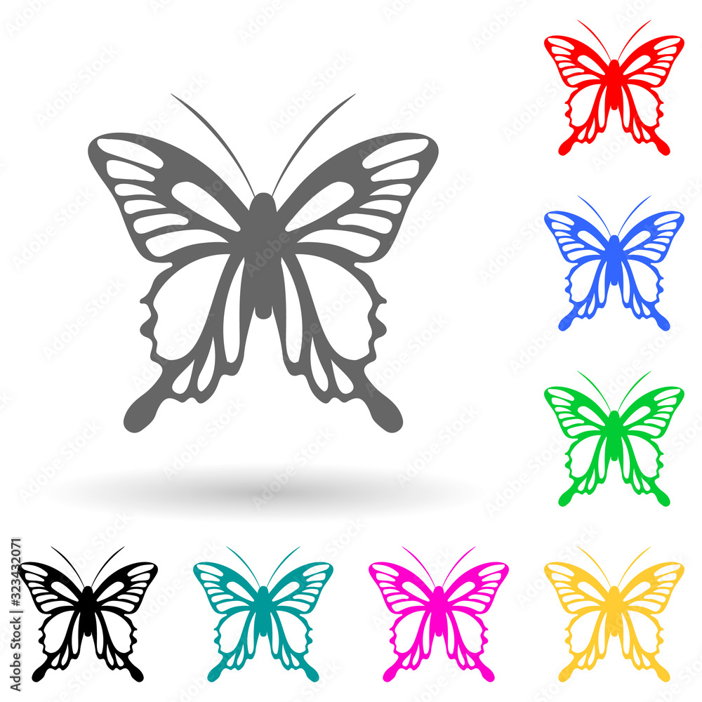 Aufkleber butterfly tail multi color style icon. simple glyph, flat vector of insect icons for ui and ux, webs