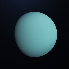 Space background, realistic planet Uranus. Print Realistic image of the planet on a black background