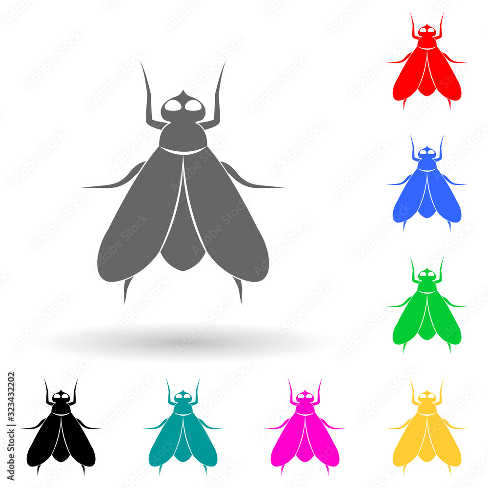 Poster fly multi color style icon. simple glyph, flat vector of insect icons for ui and ux, website or mobi