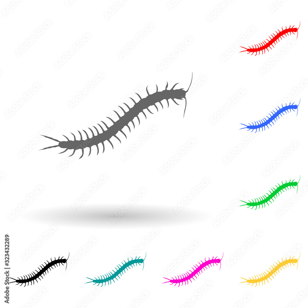 Poster centipede multi color style icon. simple glyph, flat vector of insect icons for ui and ux, website o