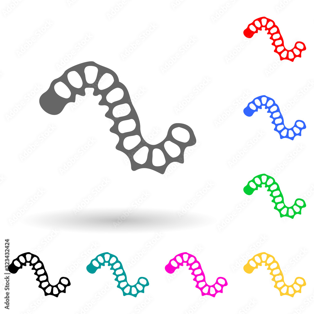 Poster worm multi color style icon. simple glyph, flat vector of insect icons for ui and ux, website or mob