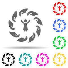 Hands protect the person multi color style icon. Simple glyph, flat vector of insurance icons for ui and ux, website or mobile application