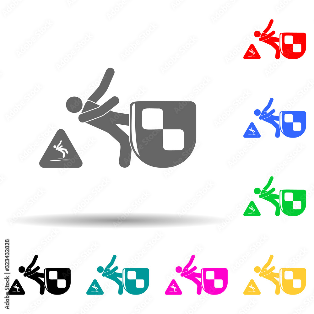 Poster keep away from falling multi color style icon. simple glyph, flat vector of insurance icons for ui a