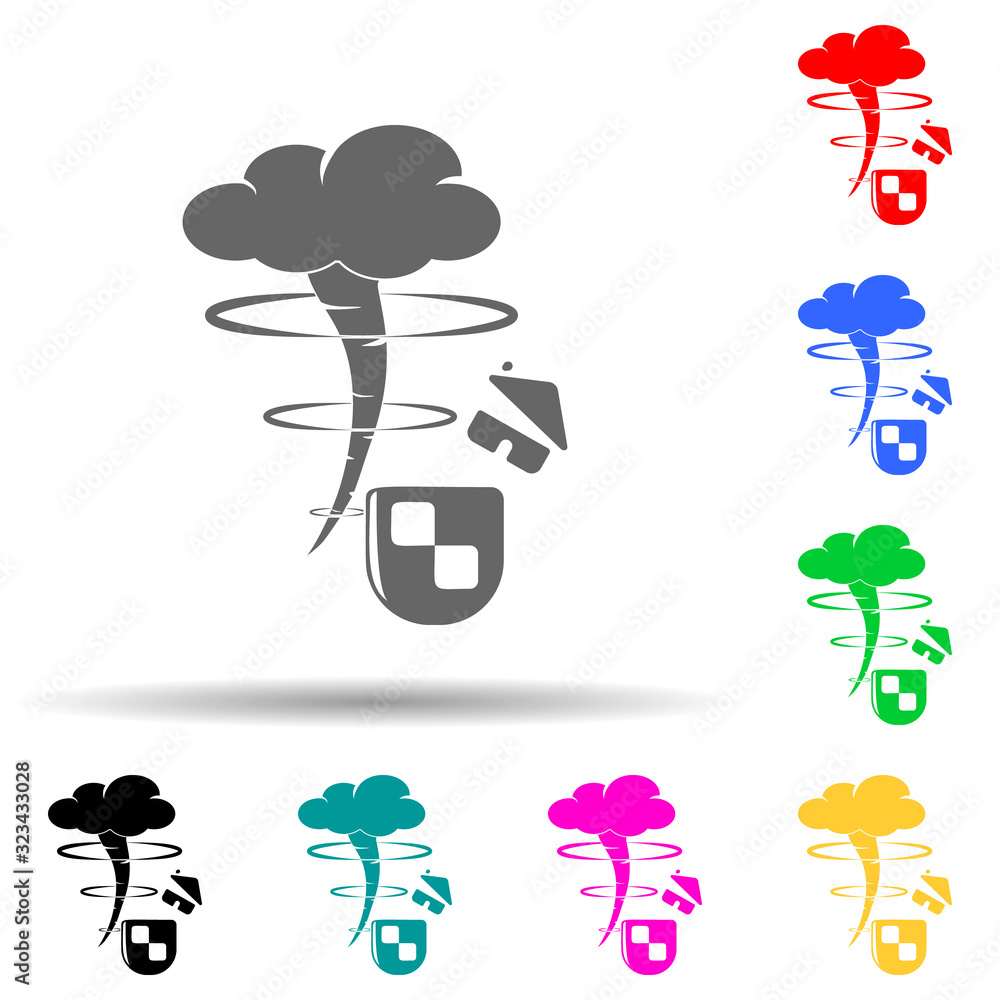 Poster hurricane at home multi color style icon. simple glyph, flat vector of insurance icons for ui and ux