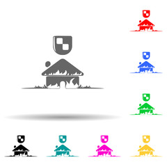 Obraz premium house fire multi color style icon. Simple glyph, flat vector of insurance icons for ui and ux, website or mobile application