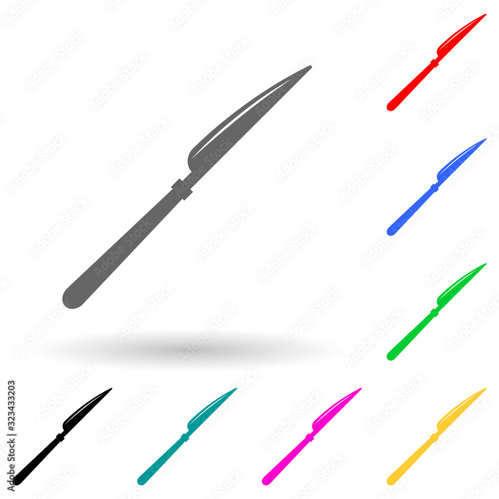 Poster table-knife multi color style icon. simple glyph, flat vector of kitchen tools icons for ui and ux, 