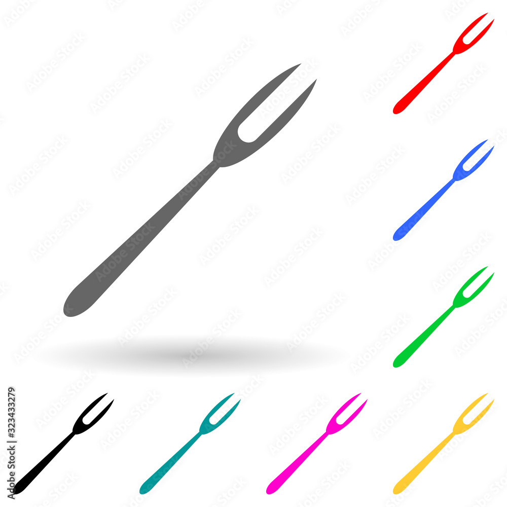 Poster fork for lemon multi color style icon. simple glyph, flat vector of kitchen tools icons for ui and u