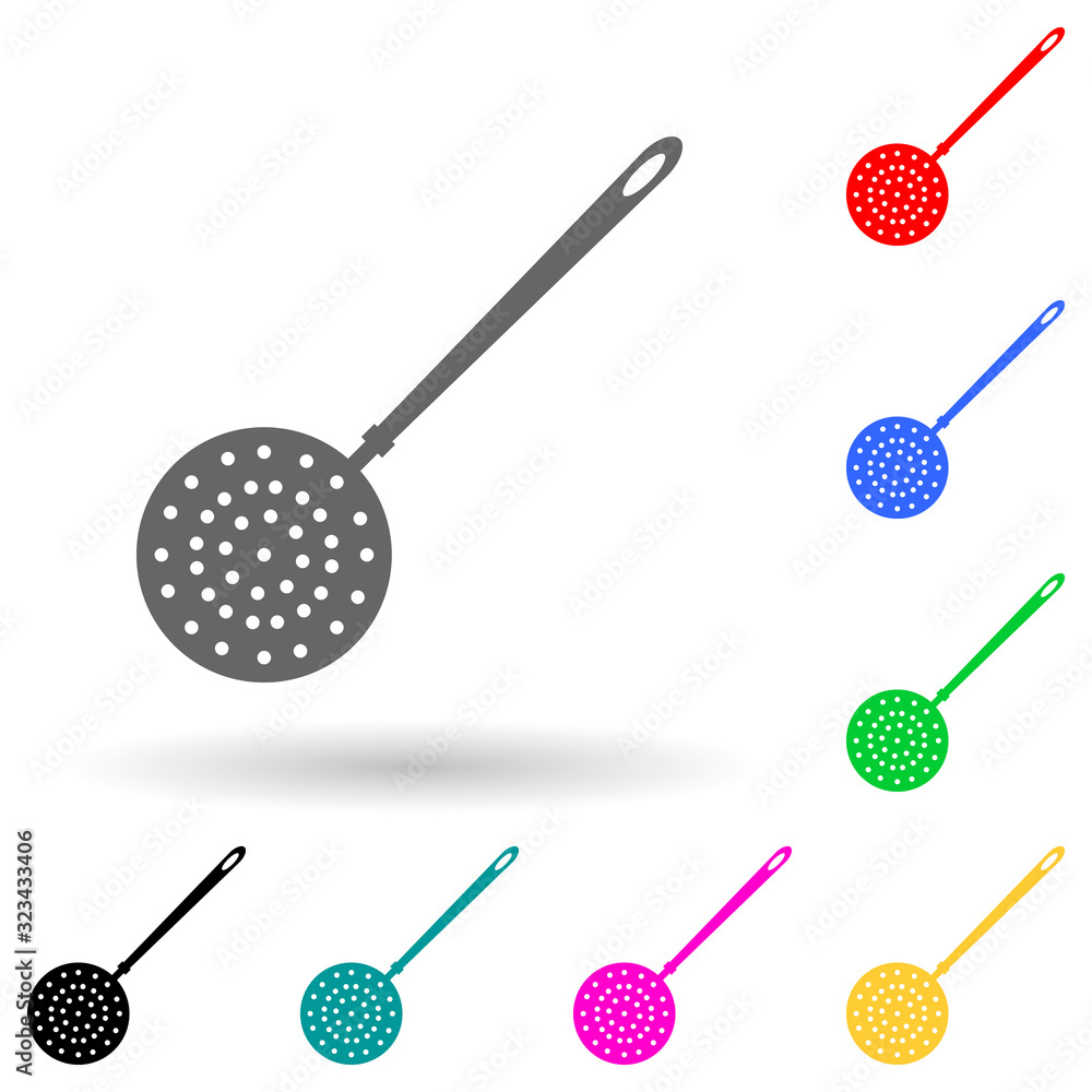 Poster skimmer multi color style icon. simple glyph, flat vector of kitchen tools icons for ui and ux, webs