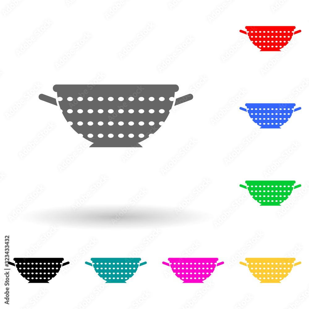 Poster colander multi color style icon. simple glyph, flat vector of kitchen tools icons for ui and ux, web