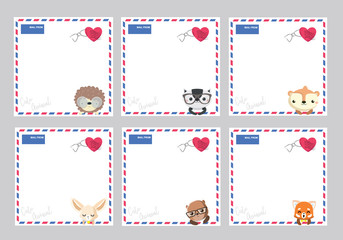 Set of design paper note with cute animal.