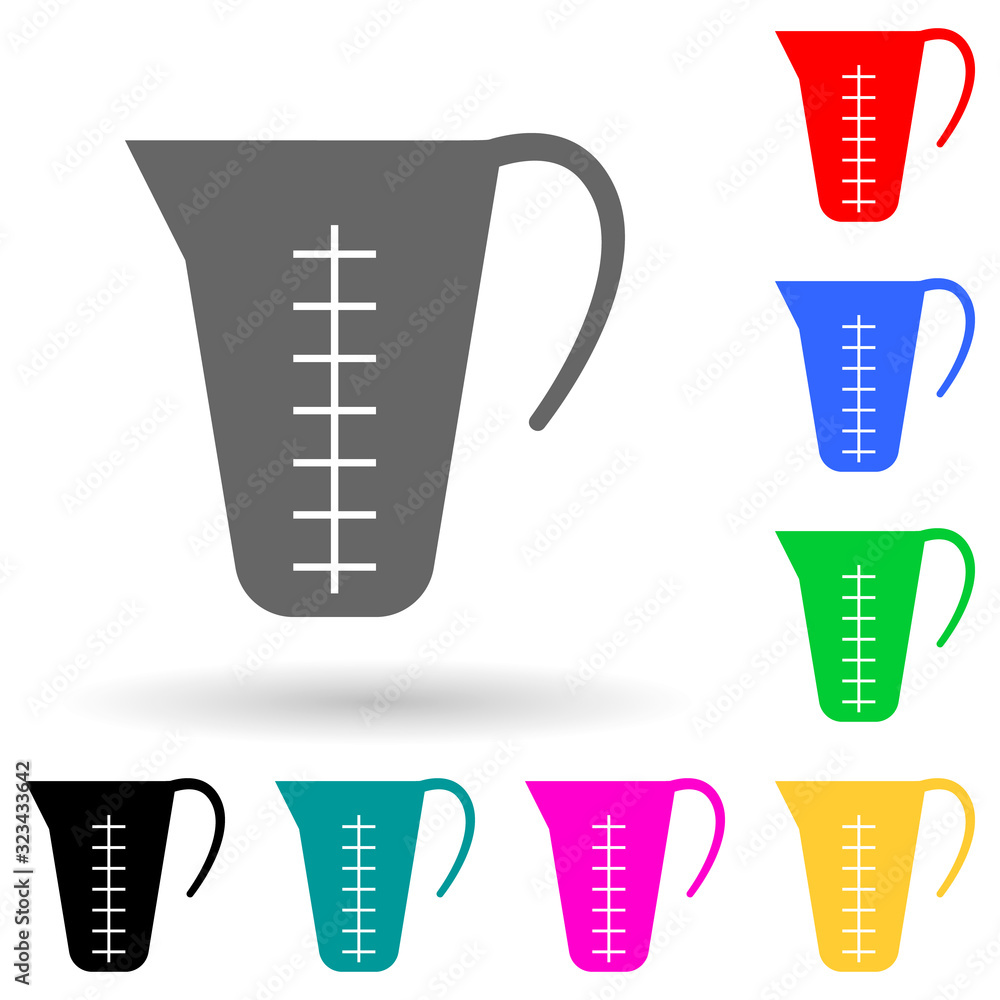 Poster measuring jug multi color style icon. simple glyph, flat vector of kitchen tools icons for ui and ux