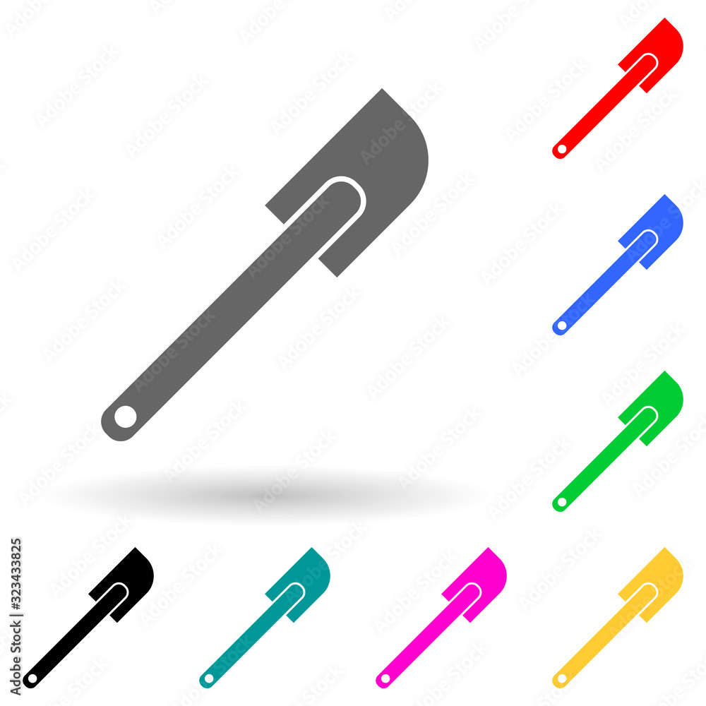 Poster silicone scapula multi color style icon. simple glyph, flat vector of kitchen tools icons for ui and