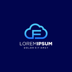 Fototapeta premium Initial Letter F with Cloud Logo Design