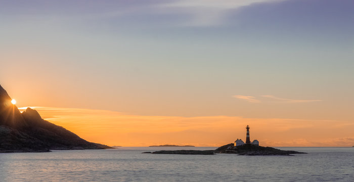Landegode lighthouse seen from Hurtigruten MS Richard With