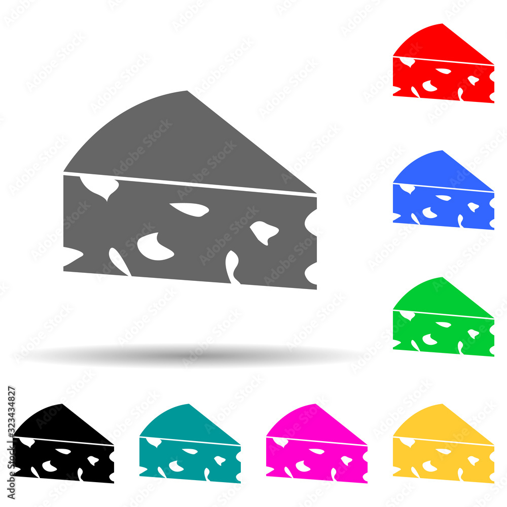 Poster piece of cheese multi color style icon. simple glyph, flat vector of market icons for ui and ux, web