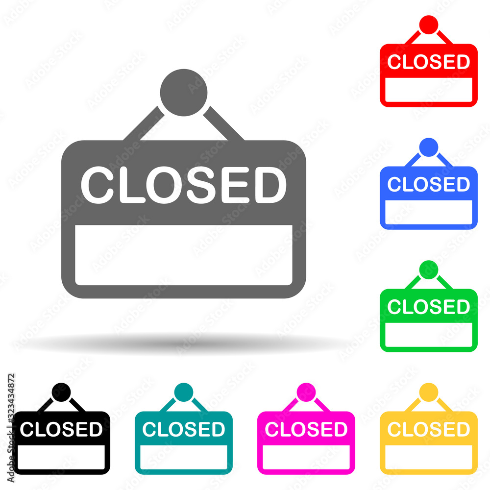 Poster the sign is closed multi color style icon. simple glyph, flat vector of market icons for ui and ux, 