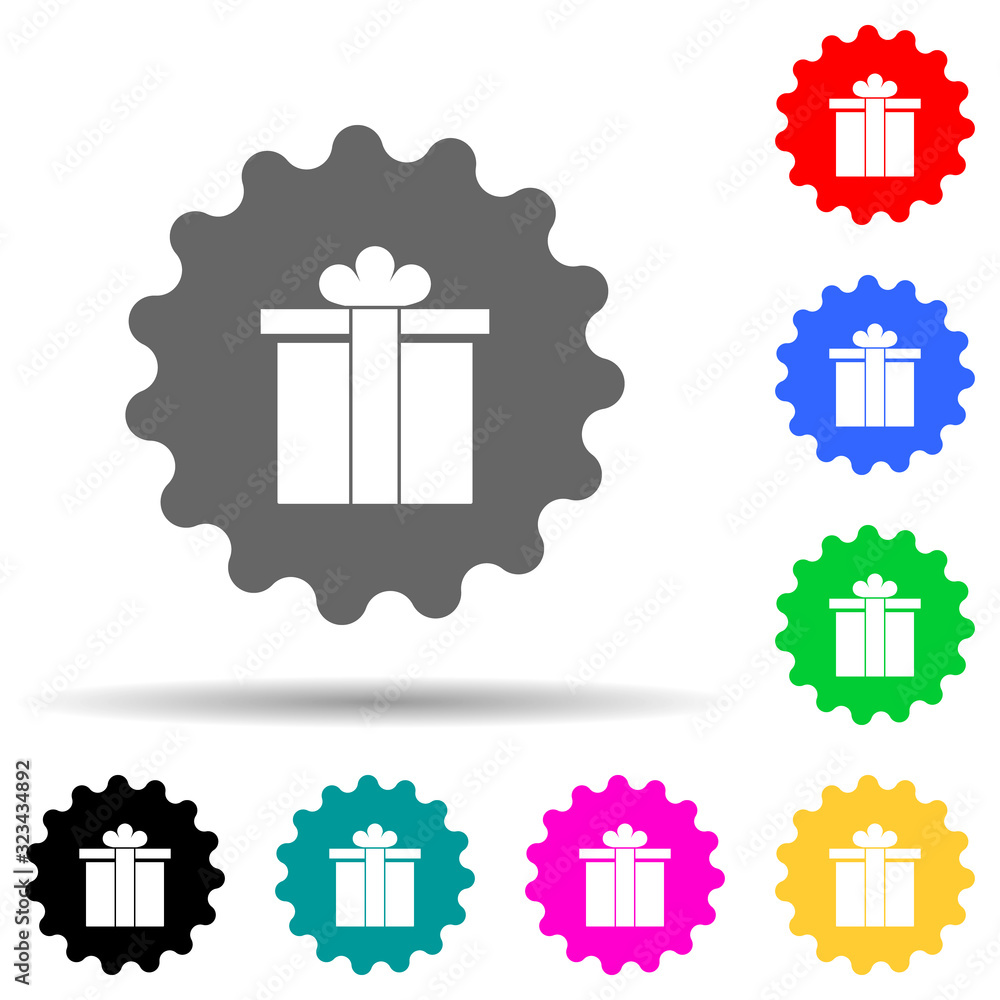 Poster a badge of a gift multi color style icon. simple glyph, flat vector of market icons for ui and ux, w