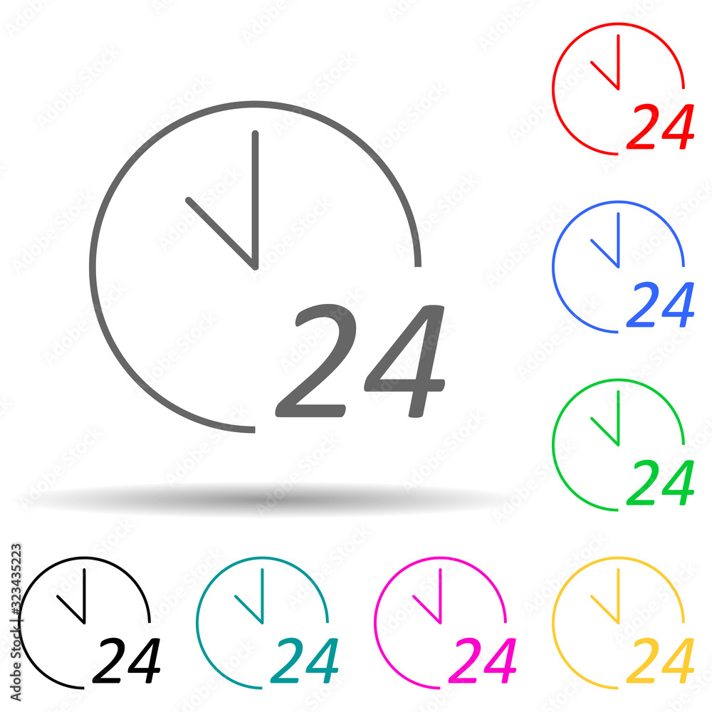 Aufkleber 24 hours service multi color style icon. simple glyph, flat vector of market icons for ui and ux, we