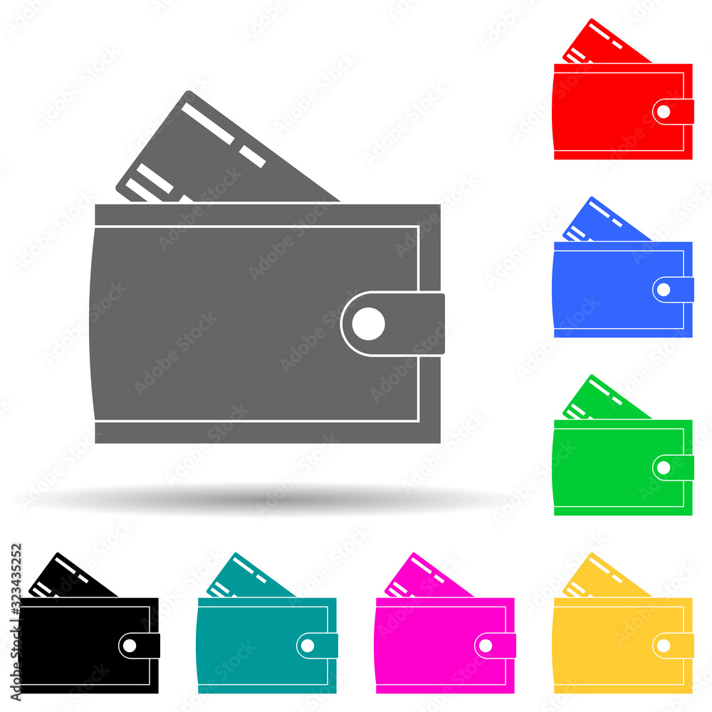 Aufkleber purse multi color style icon. simple glyph, flat vector of market icons for ui and ux, website or mo