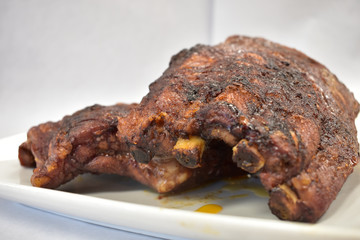 A Fresh Cooked Rack of Ribs on a Plate