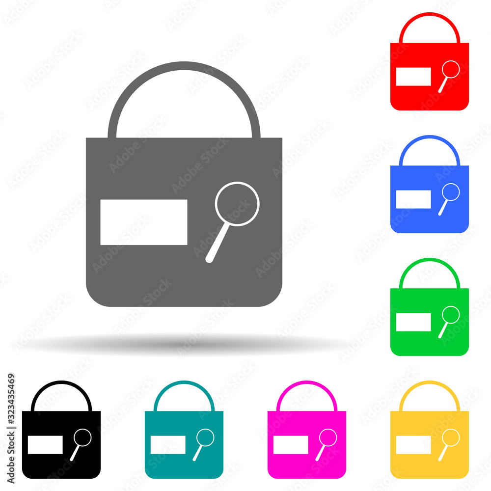Aufkleber bag check sign multi color style icon. simple glyph, flat vector of market icons for ui and ux, webs