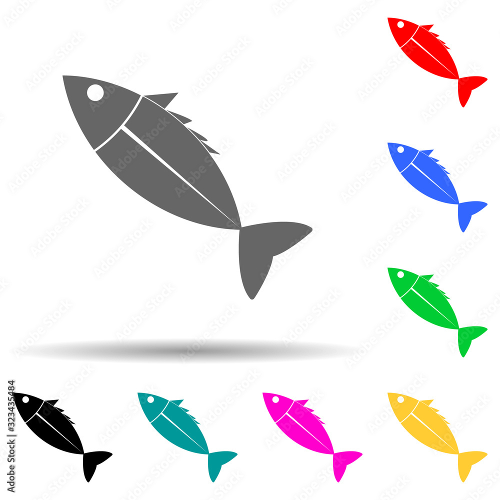 Aufkleber a fish multi color style icon. simple glyph, flat vector of market icons for ui and ux, website or m
